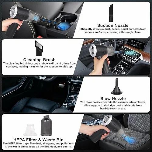 3-in-1 Wireless Handheld Vacuum Cleaner | USB Rechargeable Car & Home Dust Cleaner - Best Products