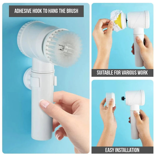 5-in-1 Cordless Electric Cleaning Brush | Rechargeable Kitchen & Bathroom Power Scrubber - Best Products