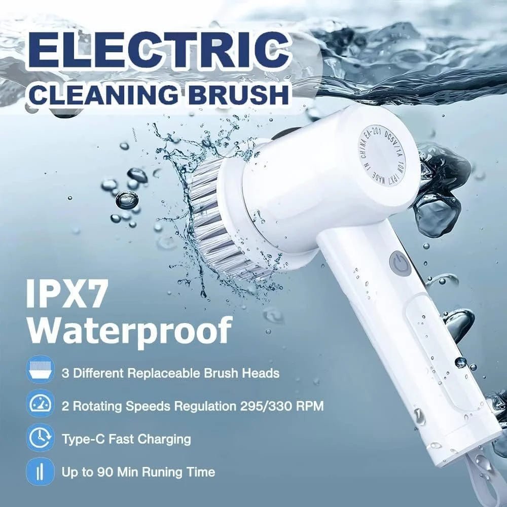 5-in-1 Cordless Electric Cleaning Brush | Rechargeable Kitchen & Bathroom Power Scrubber - Best Products