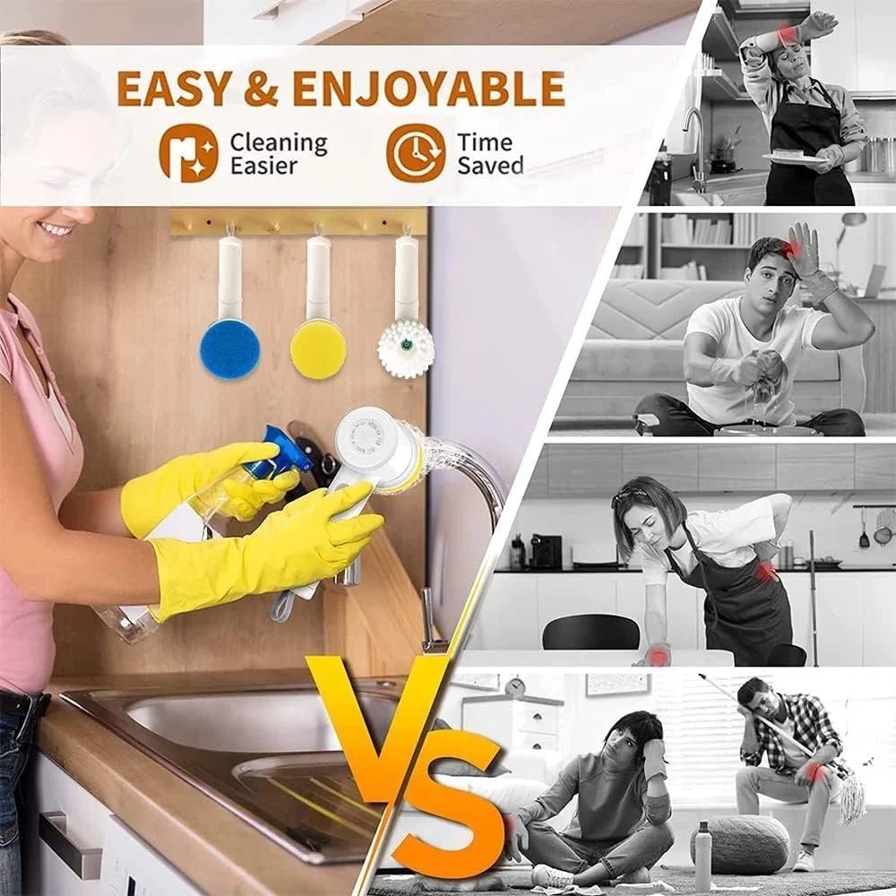 5-in-1 Cordless Electric Cleaning Brush | Rechargeable Kitchen & Bathroom Power Scrubber - Best Products