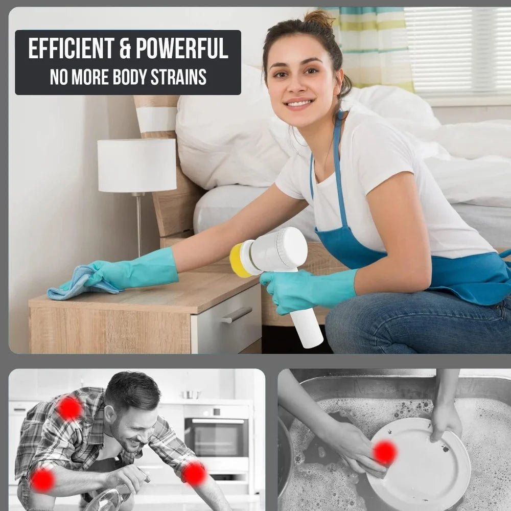 5-in-1 Cordless Electric Cleaning Brush | Rechargeable Kitchen & Bathroom Power Scrubber - Best Products