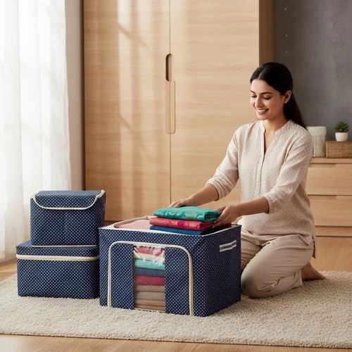 66L Foldable Storage Box for Clothes | Steel Frame Organizer with Front Window - Best Products