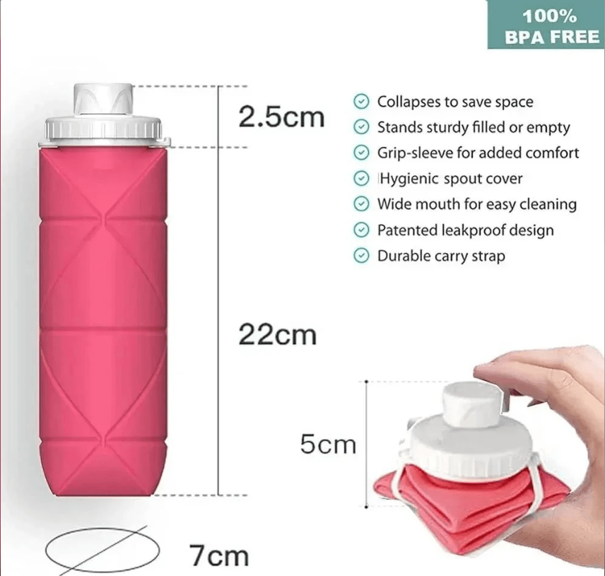 Collapsible Silicone Water Bottle 500ml | Foldable Leak-Proof Travel Water Bottle - Best Products