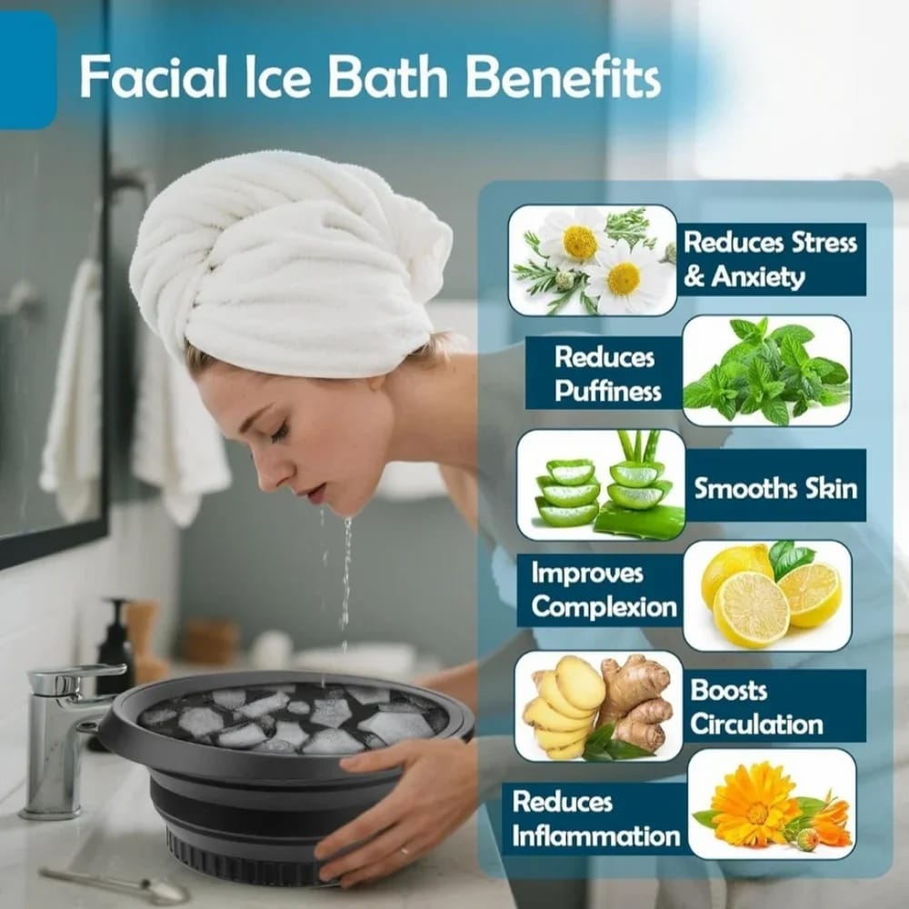 IceGlow™ Silicone Face Ice Bath Bowl | Collapsible Facial Ice Therapy Bowl - Best Products