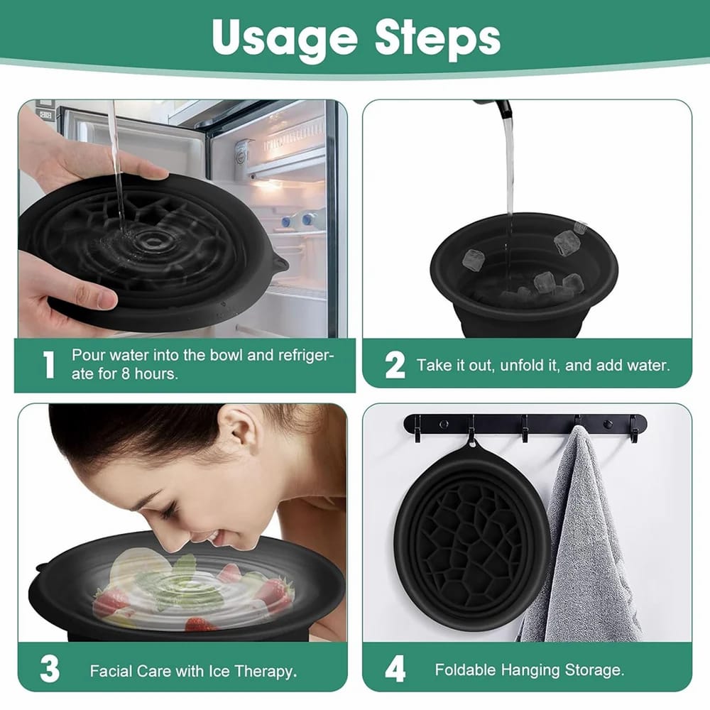 IceGlow™ Silicone Face Ice Bath Bowl | Collapsible Facial Ice Therapy Bowl - Best Products