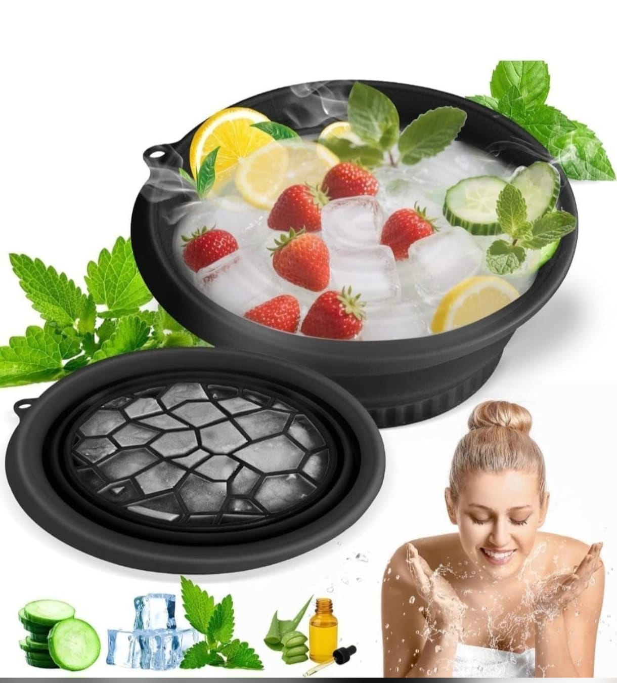 IceGlow™ Silicone Face Ice Bath Bowl | Collapsible Facial Ice Therapy Bowl - Best Products
