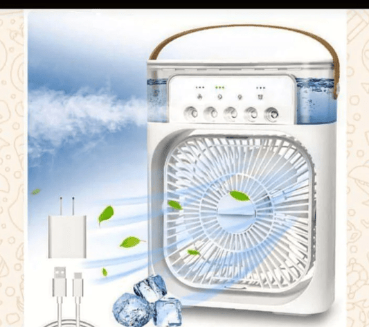 Portable Mini Air Cooler Fan with Mist Spray | 600ml Water Tank | USB Rechargeable | 3 Speed Cooling Fan for Home, Office & Travel - Best Products