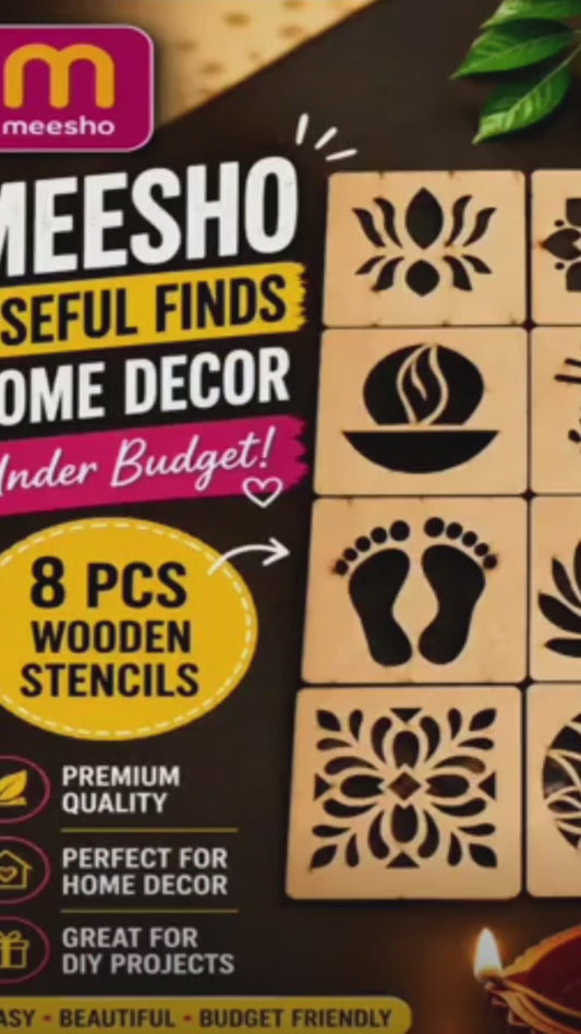 Rangoli Stencil Set of 8 | Reusable Diwali & Festive Designs