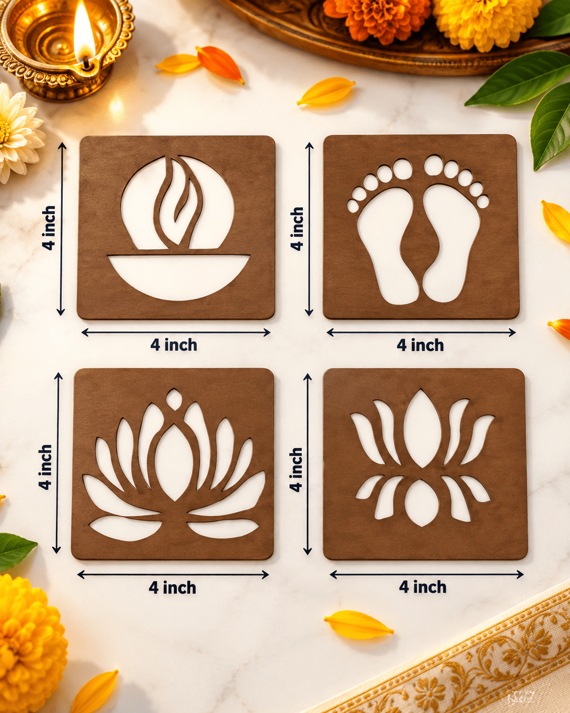 Rangoli Stencil Set of 8 | Reusable Diwali & Festive Designs - Best Products