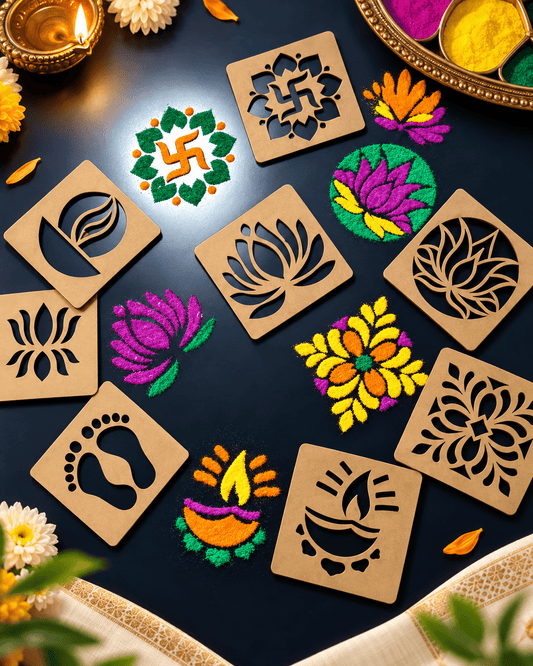 Rangoli Stencil Set of 8 | Reusable Diwali & Festive Designs - Best Products