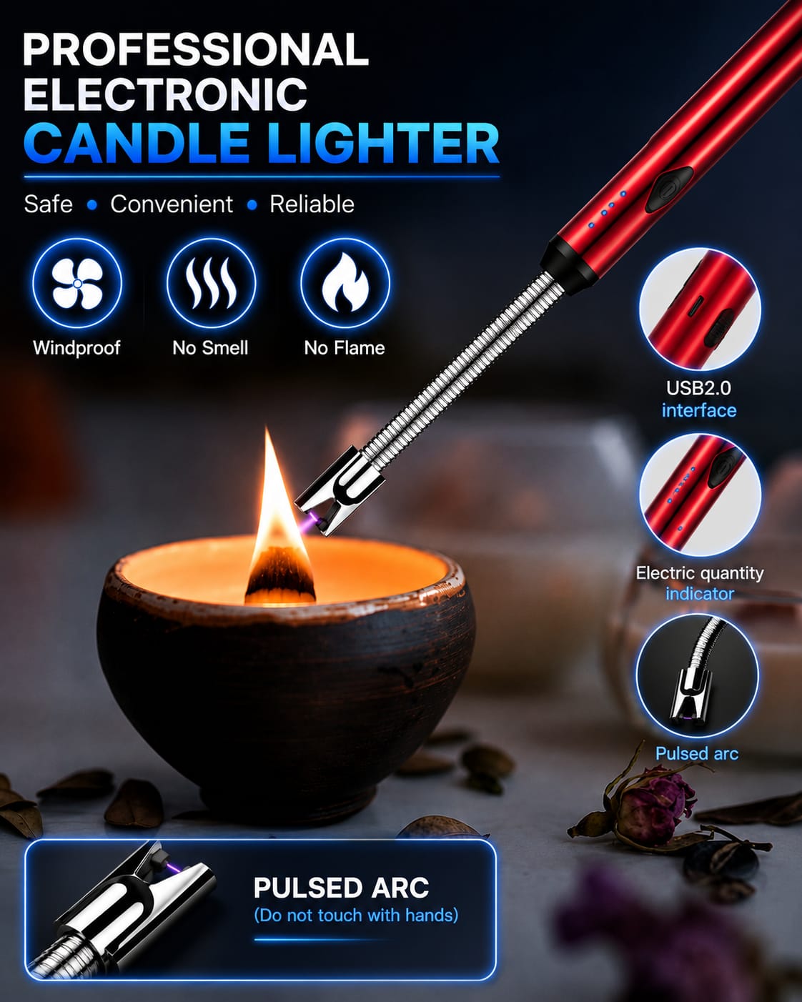 USB Rechargeable Long Neck Electric Arc Lighter | Windproof Candle & BBQ Lighter - Best Products