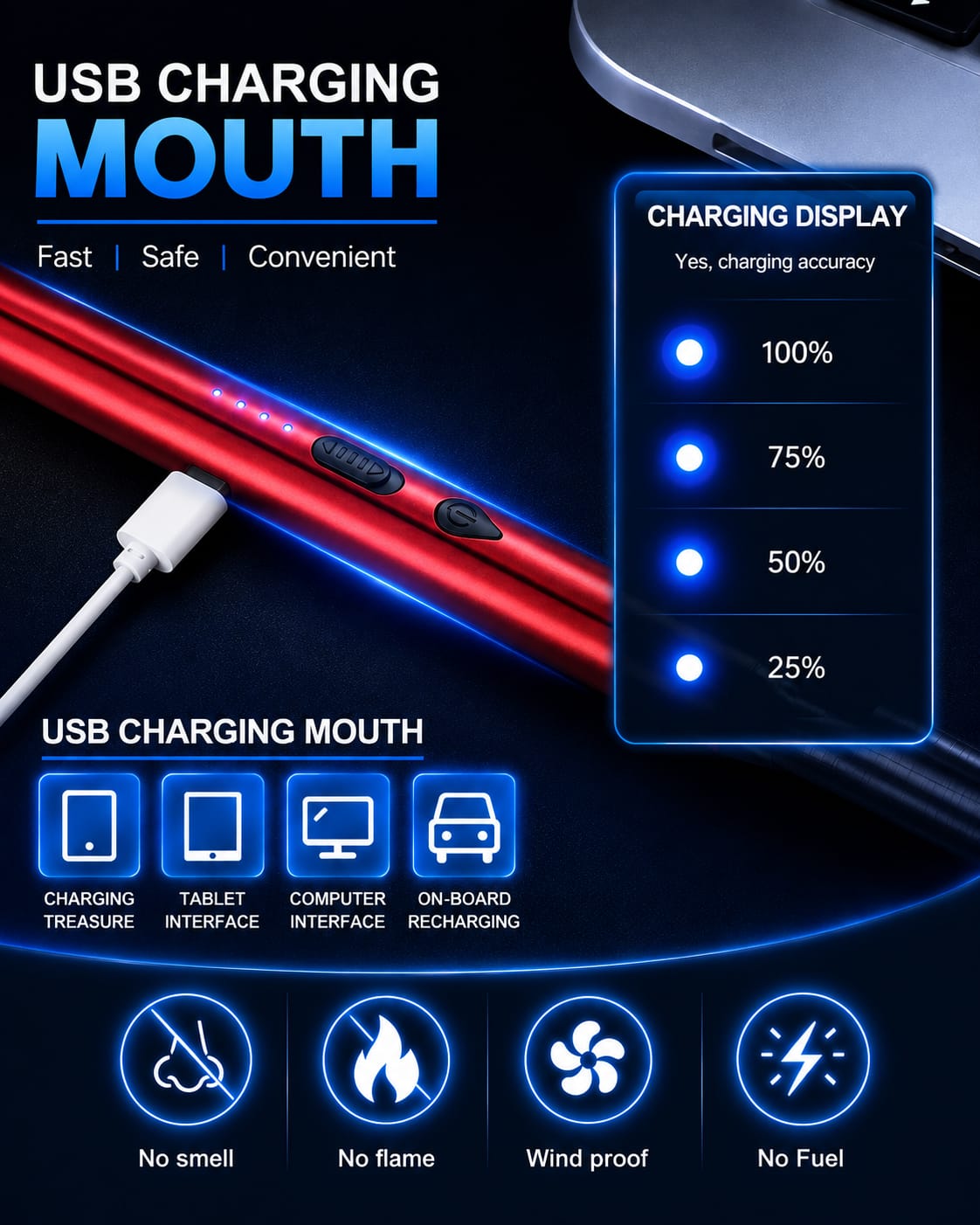 USB Rechargeable Long Neck Electric Arc Lighter | Windproof Candle & BBQ Lighter - Best Products