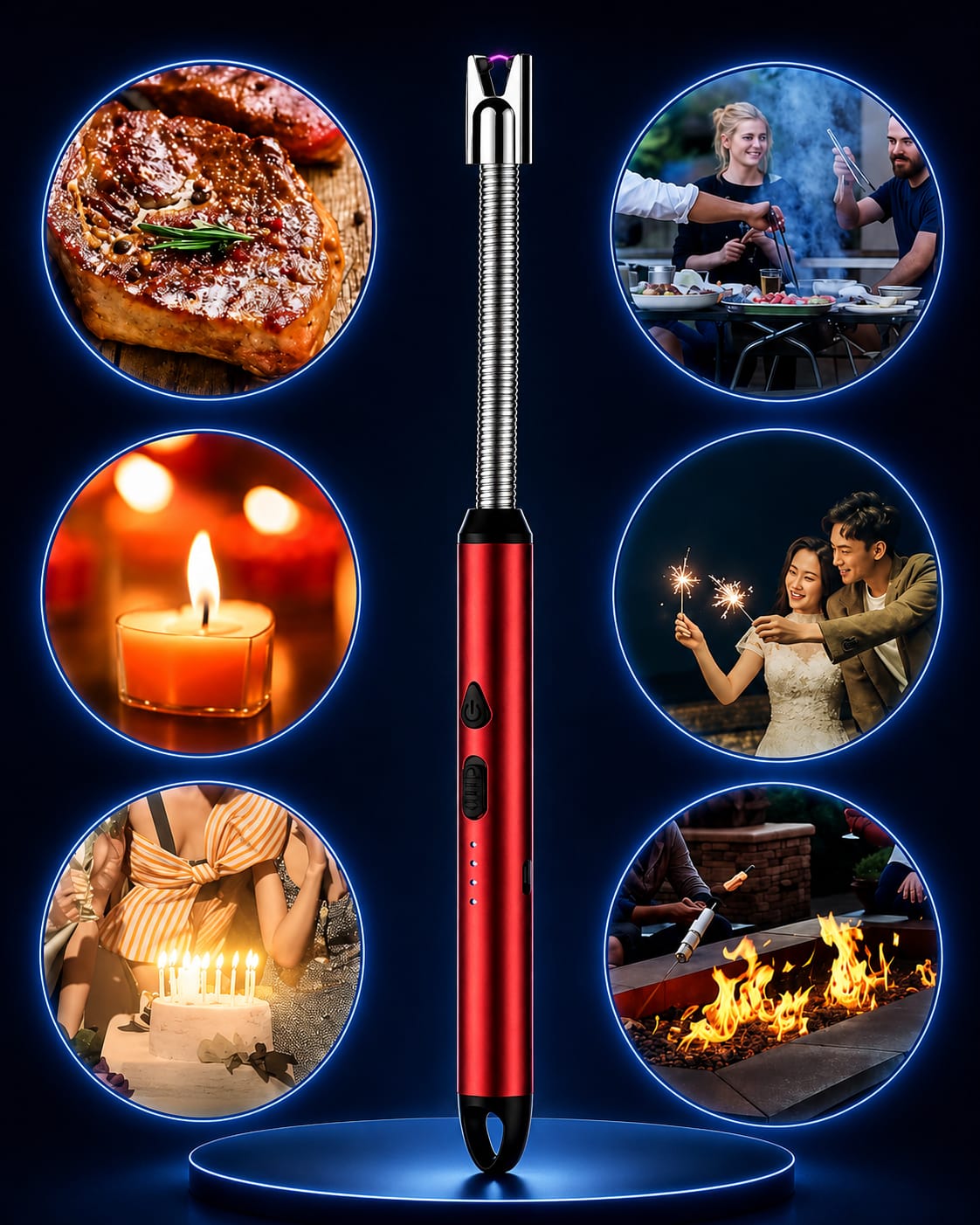 USB Rechargeable Long Neck Electric Arc Lighter | Windproof Candle & BBQ Lighter - Best Products