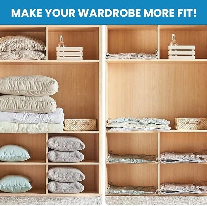 Vacuum Storage Bags with Hand Pump | 5 Reusable Compression Bags for Travel & Clothes Storage - Best Products
