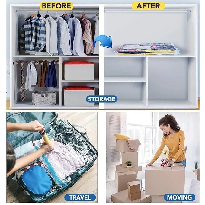 Vacuum Storage Bags with Hand Pump | 5 Reusable Compression Bags for Travel & Clothes Storage - Best Products